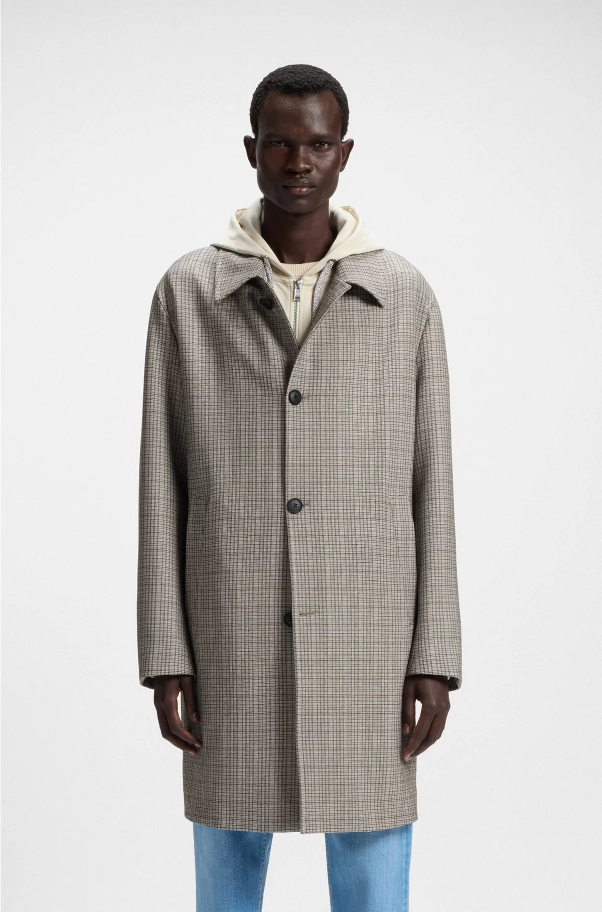 CLASSIC-FIT COAT WITH CHECK PATTERN