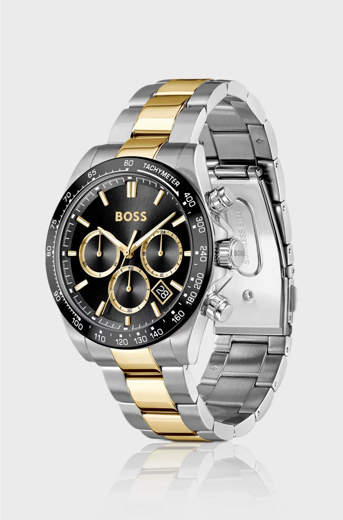HERO 2.0 BLACK-DIAL CHRONOGRAPH WATCH WITH TWO-TONE BRACELET