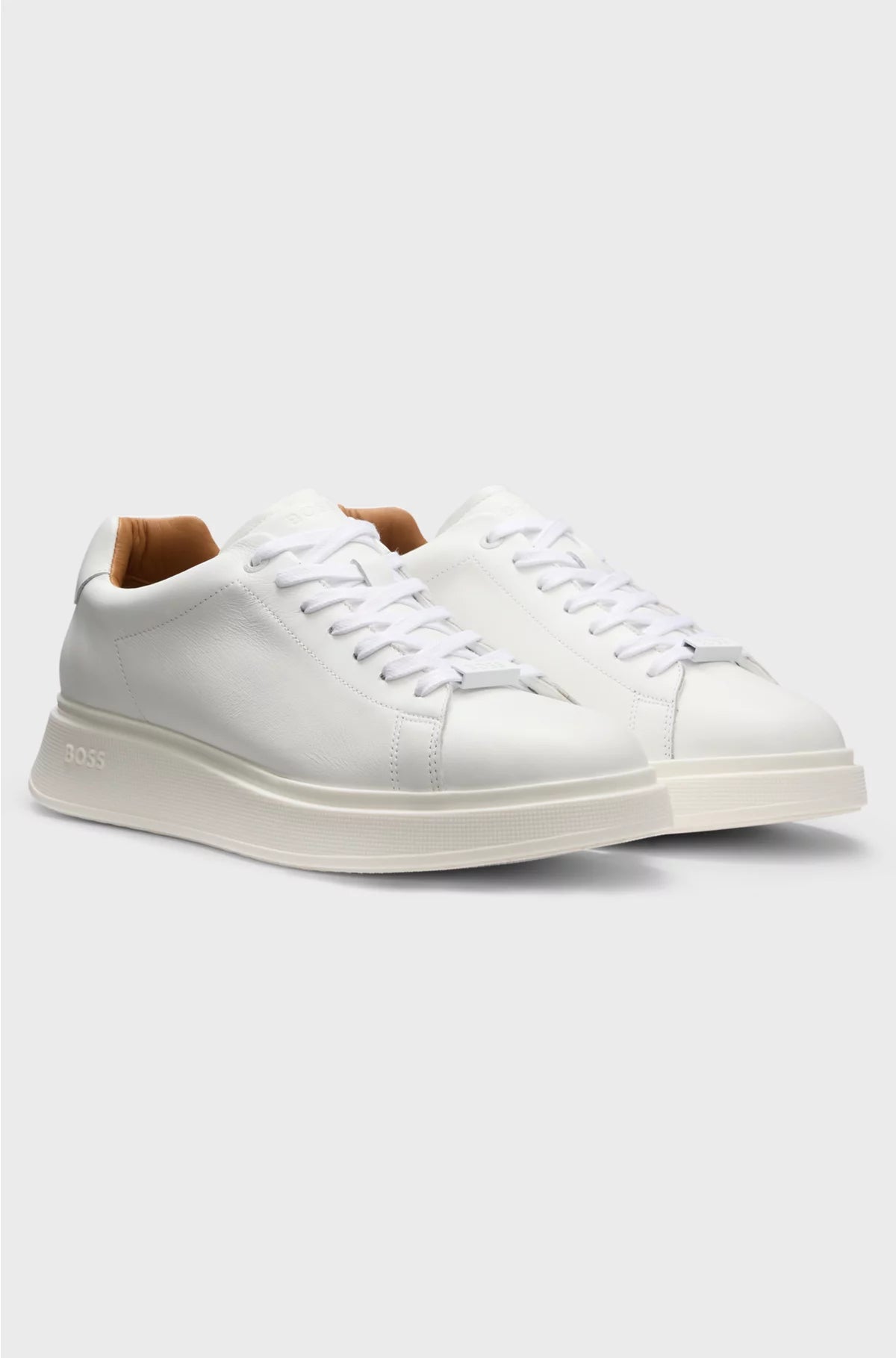 LEATHER TRAINERS WITH RUBBER OUTSOLE