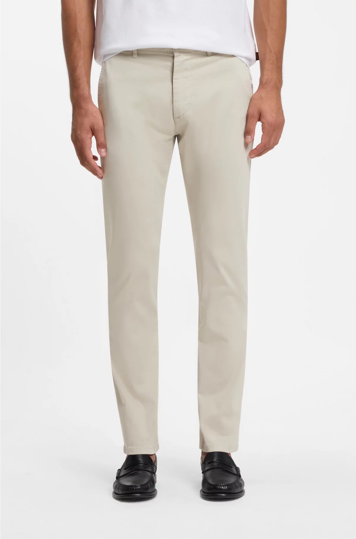 SLIM-FIT TROUSERS IN STRETCH-COTTON SATIN