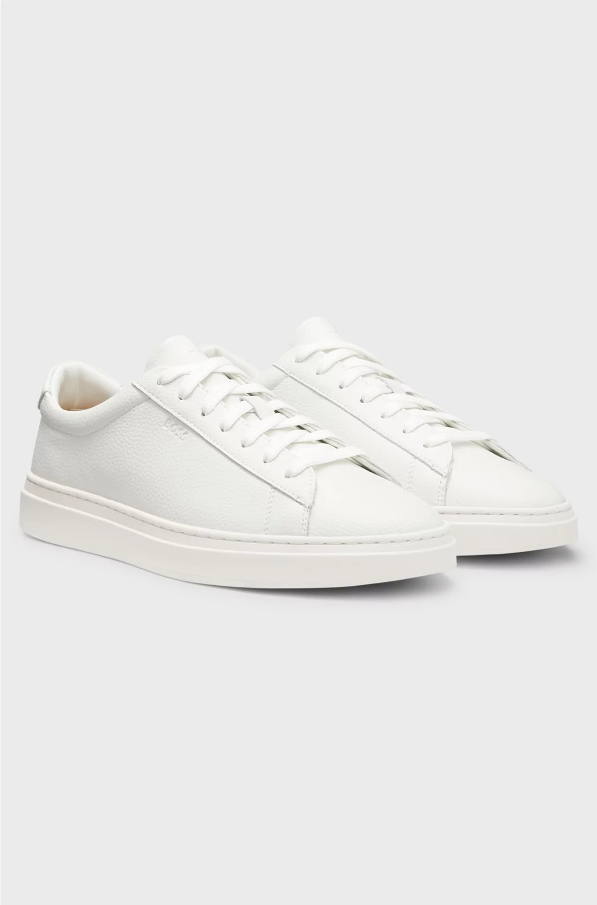 GRAINED-LEATHER TRAINERS WITH RUBBER SOLE
