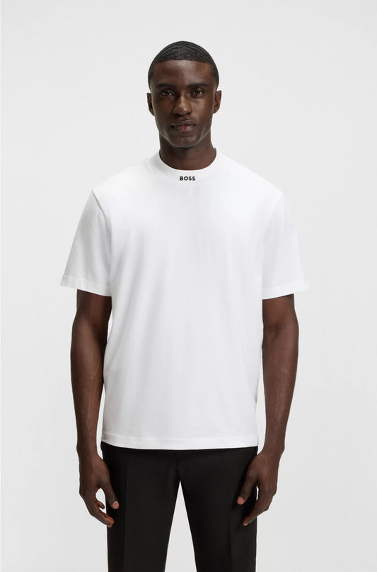 RELAXED-FIT T-SHIRT IN STRETCH COTTON WITH LOGO COLLAR